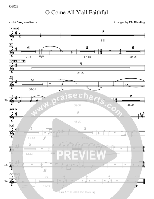 O Come All Y'all Faithful Oboe (Ric Flauding)