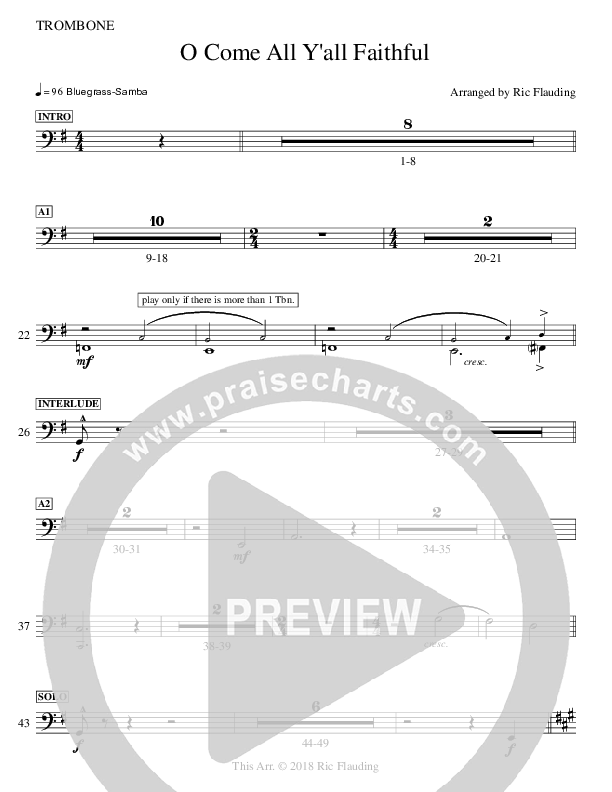 O Come All Y'all Faithful Trombone (Ric Flauding)