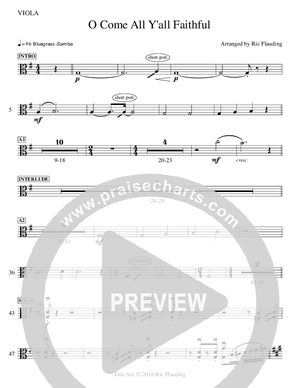 O Come All Y'all Faithful Viola (Ric Flauding)