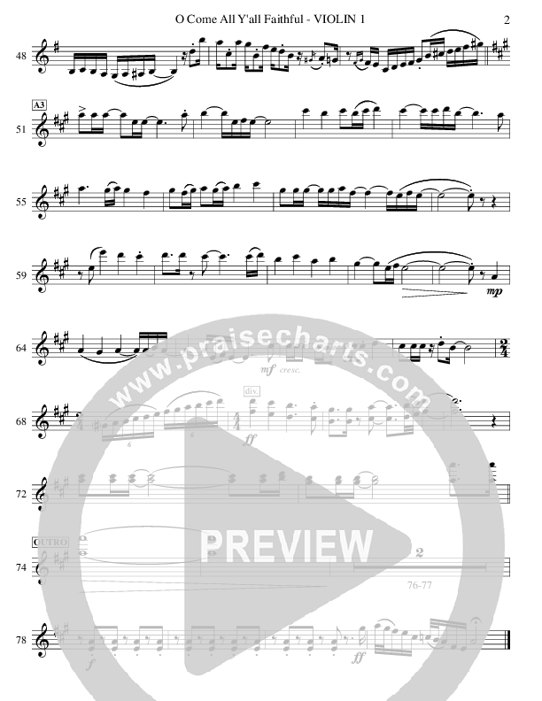 O Come All Y'all Faithful Violin 1 (Ric Flauding)