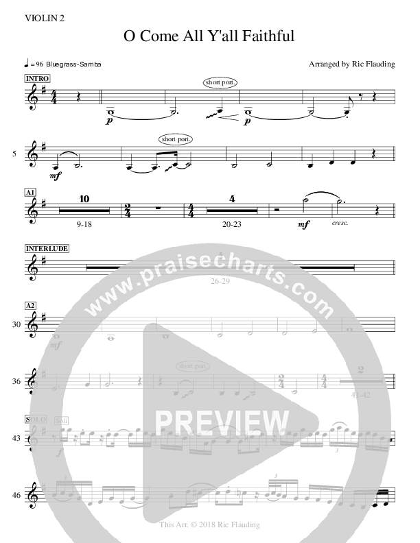 O Come All Y'all Faithful Violin 2 (Ric Flauding)