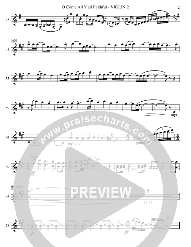 O Come All Y'all Faithful Violin 2 (Ric Flauding)