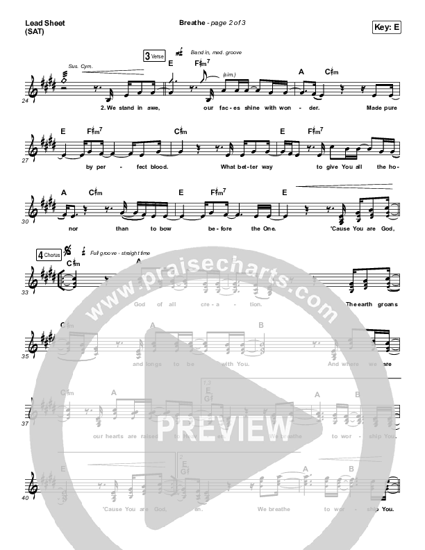 Breathe Lead Sheet (Print Only) (Influence Music / Matt Gilman)