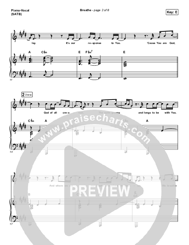 Breathe Piano/Vocal (Print Only) (Influence Music / Matt Gilman)