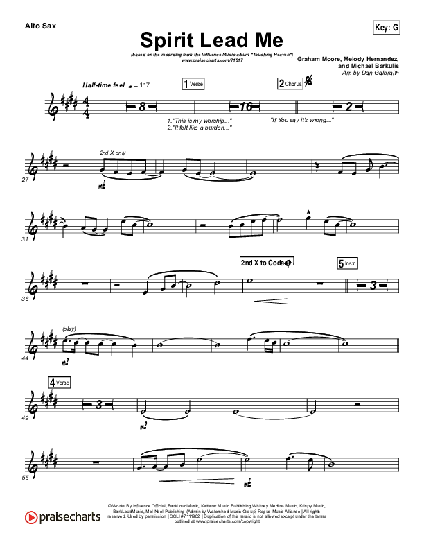 Spirit Lead Me Alto Sax (Influence Music / Michael Ketterer)