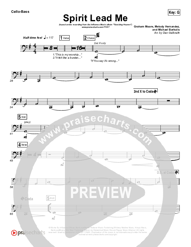 Spirit Lead Me Cello/Bass (Influence Music / Michael Ketterer)