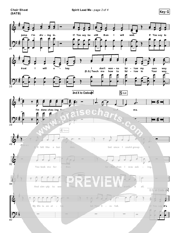 Spirit Lead Me Choir Vocals (SATB) (Influence Music / Michael Ketterer)