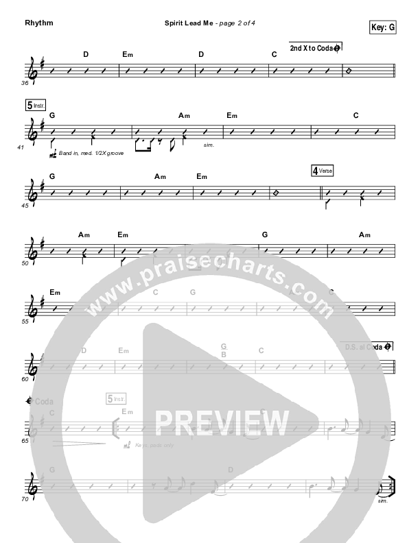 Spirit Lead Me Rhythm Chart (Influence Music / Michael Ketterer)