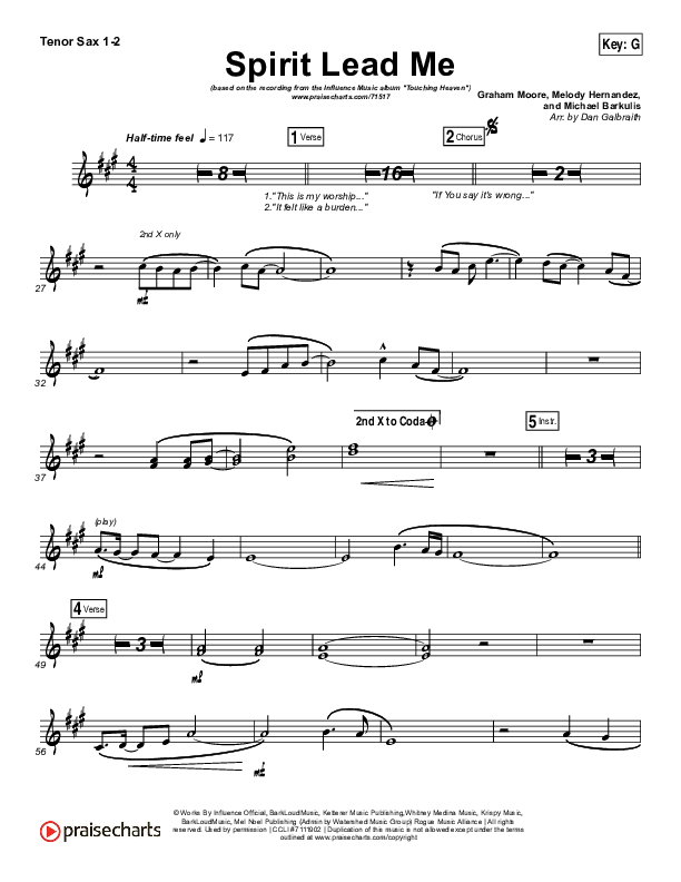 Spirit Lead Me Tenor Sax 1/2 (Influence Music / Michael Ketterer)