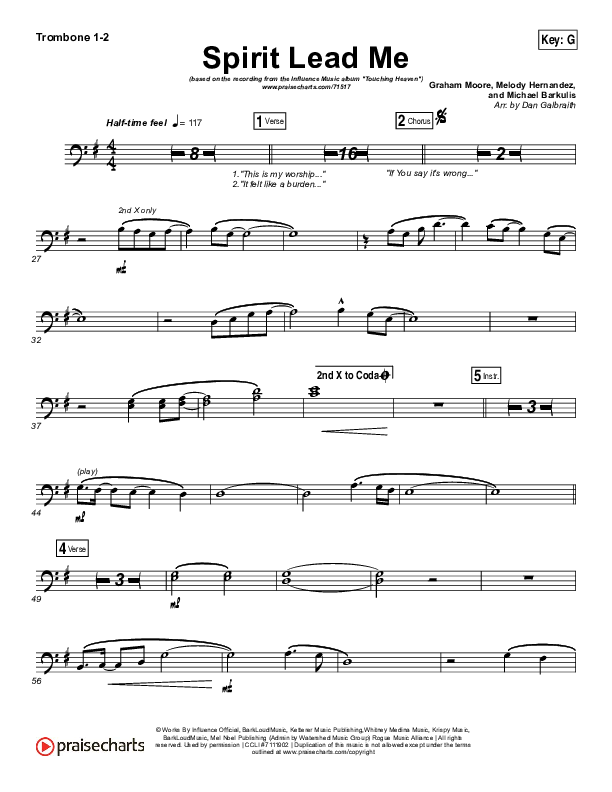 Spirit Lead Me Trombone 1/2 (Influence Music / Michael Ketterer)