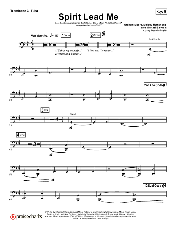 Spirit Lead Me Trombone 3/Tuba (Influence Music / Michael Ketterer)