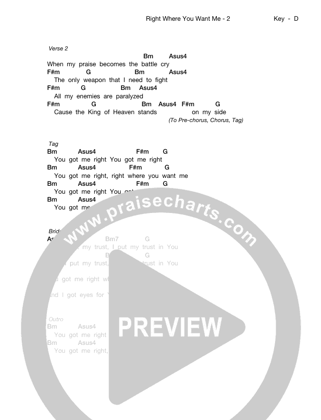 Put It Where You Want It Chord Chart