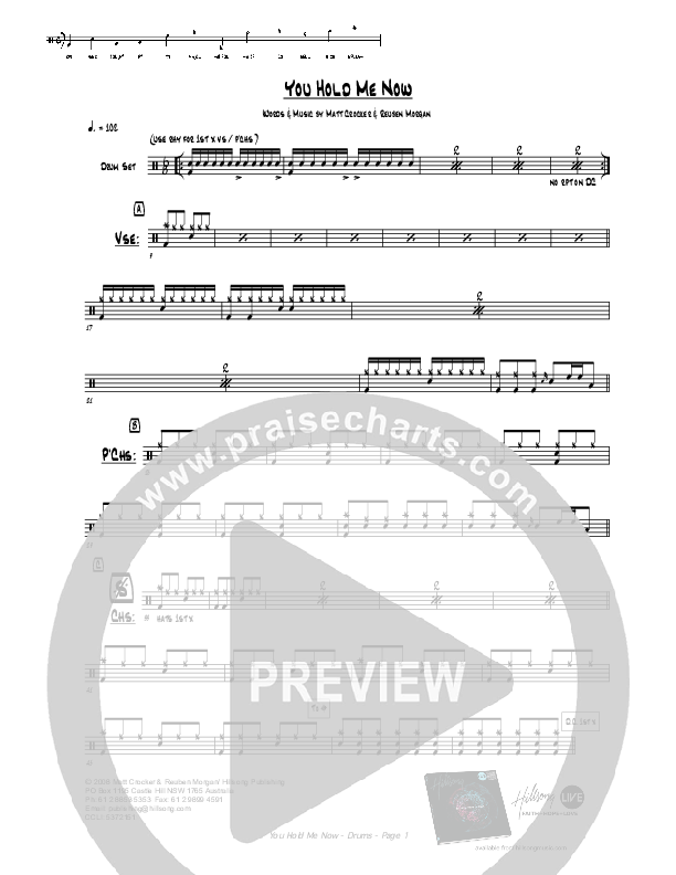 You Hold Me Now Drum Set (Hillsong Worship)