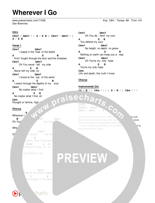 Wherever I Go Chords & Lyrics (Dan Bremnes)