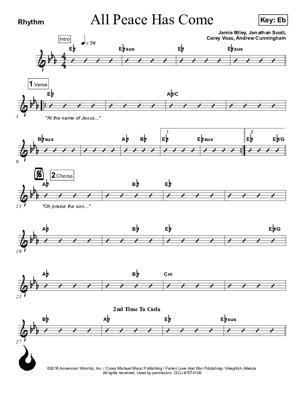 All Peace Has Come Rhythm Chart (Ascension Worship)