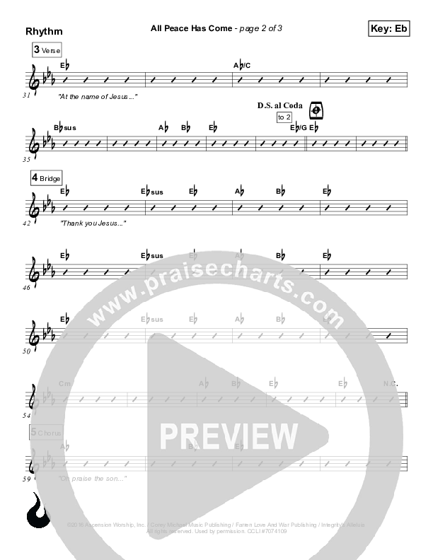 All Peace Has Come Rhythm Chart (Ascension Worship)