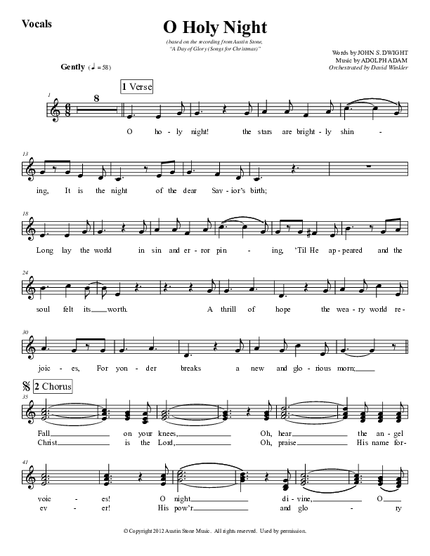 O Holy Night Choir Sheet (SATB) (Austin Stone Worship / Aaron Ivey)