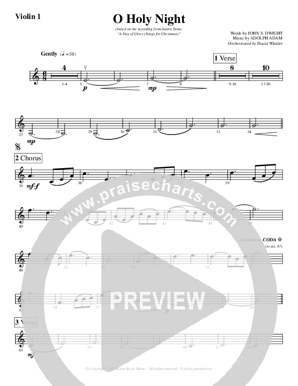 O Holy Night Violin 1 (Austin Stone Worship / Aaron Ivey)