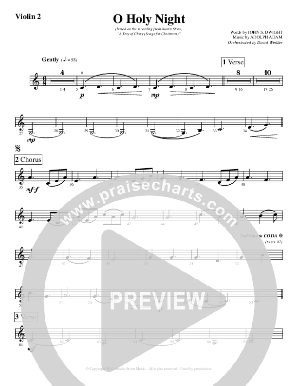 O Holy Night Violin 2 (Austin Stone Worship / Aaron Ivey)