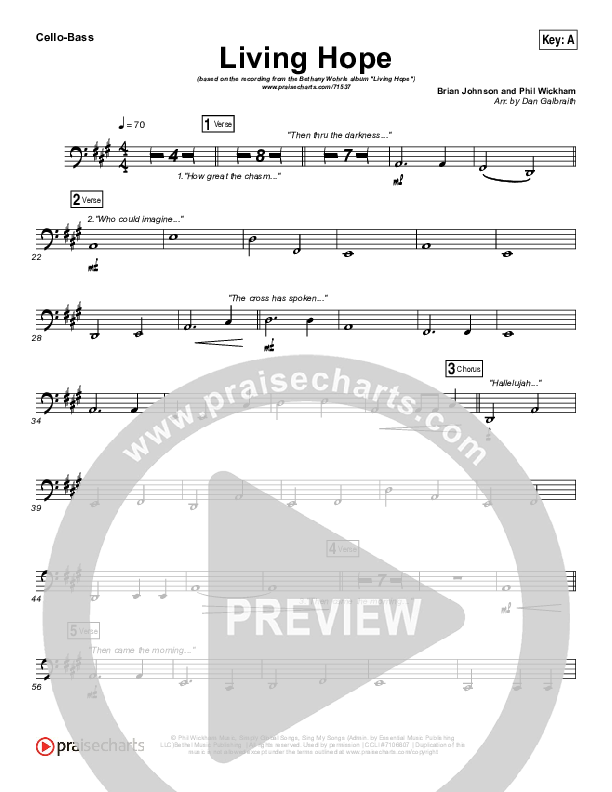 Living Hope Cello/Bass (Bethel Music / Bethany Wohrle)