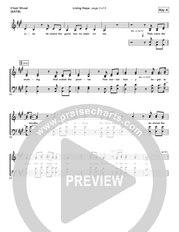 Living Hope Choir Sheet (SATB) (Bethel Music / Bethany Wohrle)