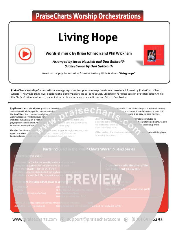 Living Hope Cover Sheet (Bethel Music / Bethany Wohrle)