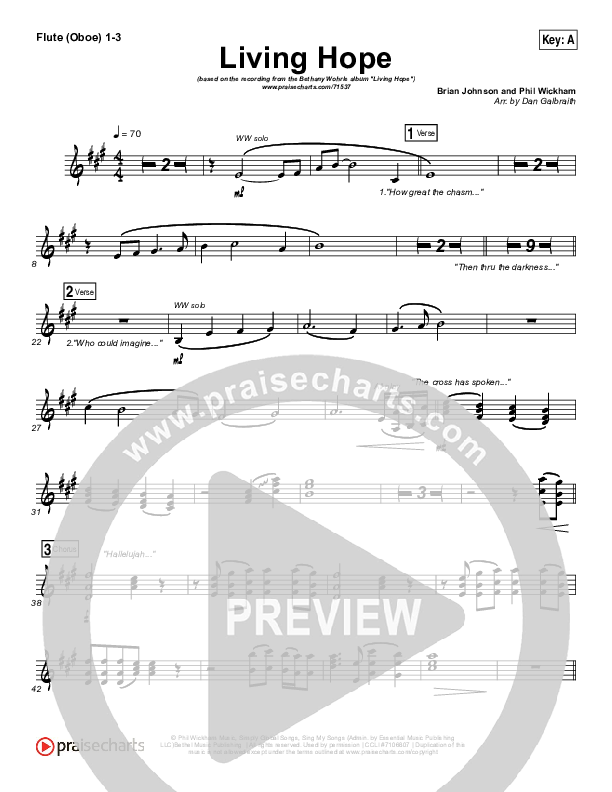 Living Hope Flute/Oboe 1/2/3 (Bethel Music / Bethany Wohrle)