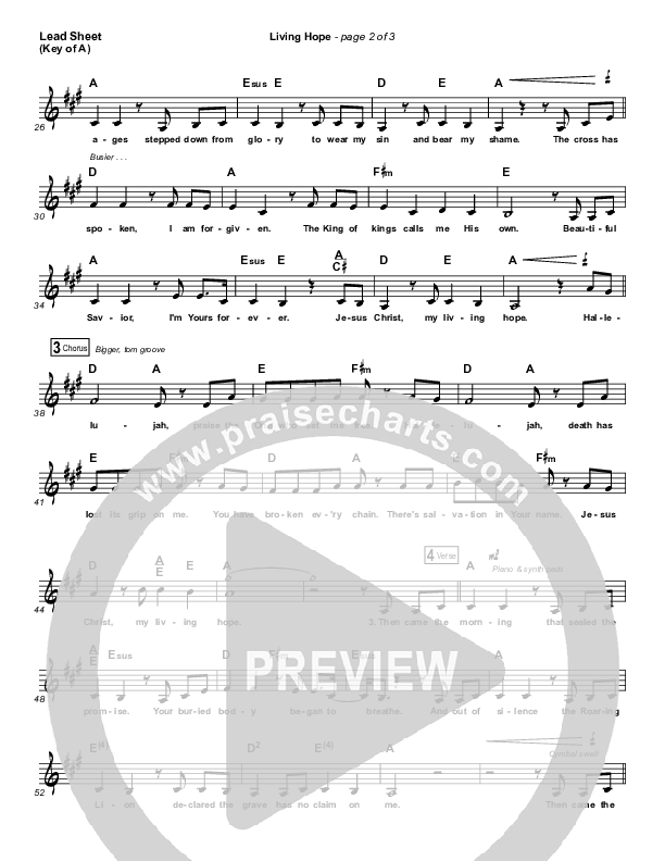 Living Hope Lead Sheet (Melody) (Bethel Music / Bethany Wohrle)