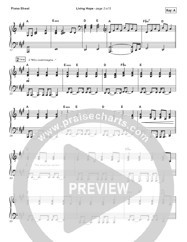 Living Hope Piano Sheet (Bethel Music / Bethany Wohrle)