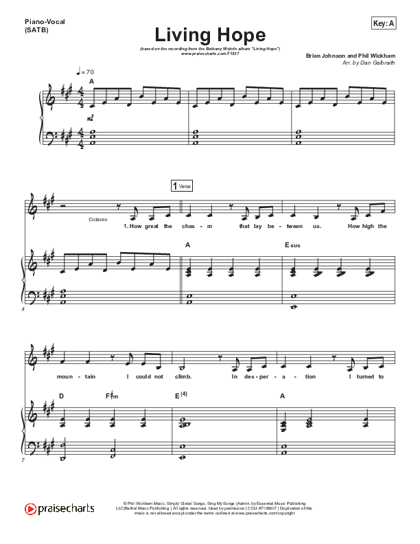 Living Hope Piano/Vocal (SATB) (Bethel Music / Bethany Wohrle)