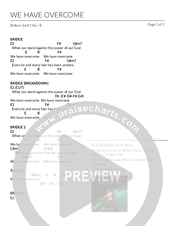 We Have Overcome Chord Chart (Brittani Scott)
