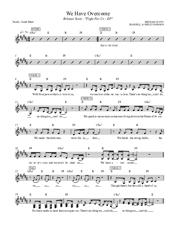 We Have Overcome Lead Sheet (Brittani Scott)