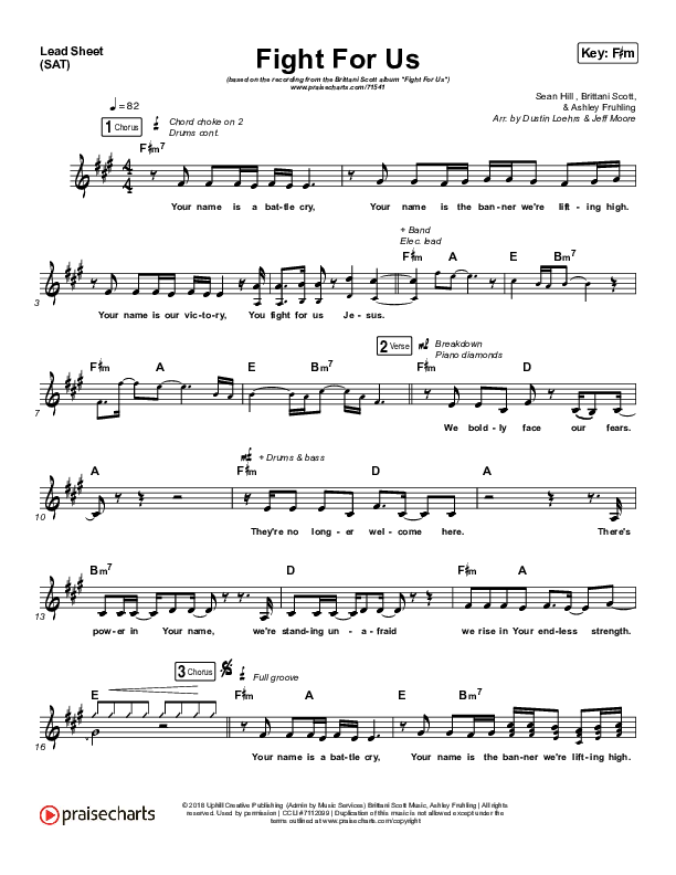 Fight For Us Lead Sheet (SAT) (Brittani Scott)