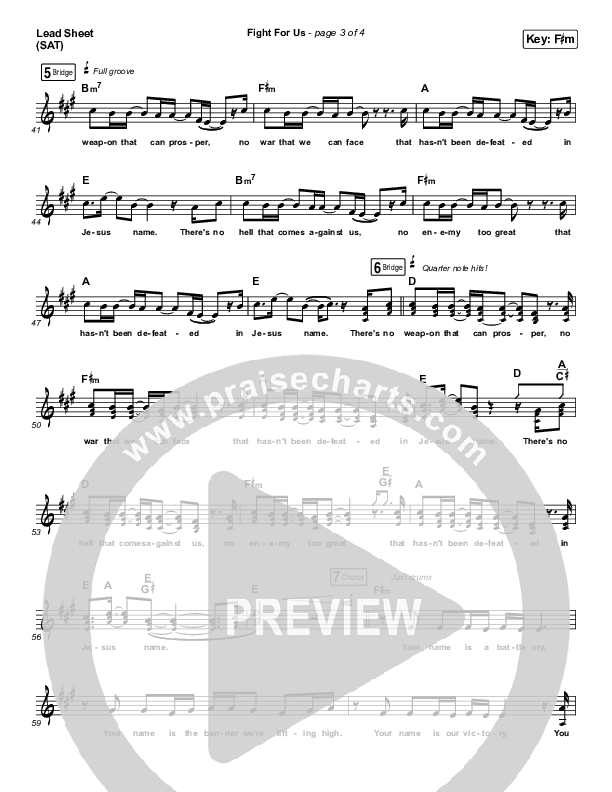 Fight For Us Lead Sheet (SAT) (Brittani Scott)