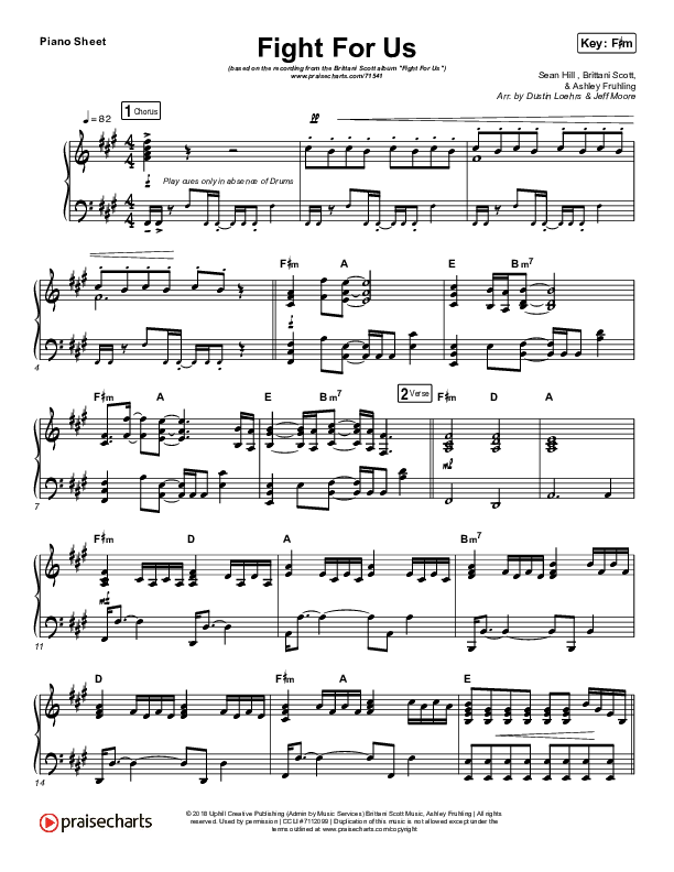 Fight For Us Piano Sheet (Brittani Scott)