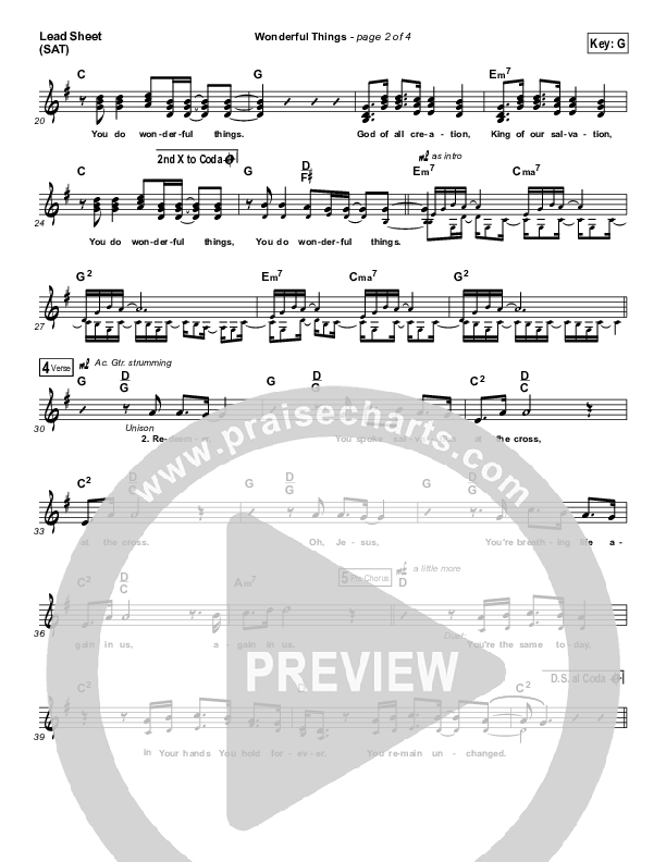 Wonderful Things Lead Sheet (Highlands Worship)