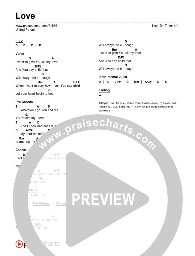 Love Chords & Lyrics (United Pursuit)