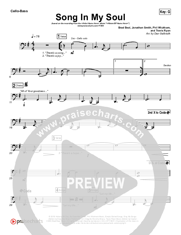 Song In My Soul Cello/Bass (Phil Wickham)