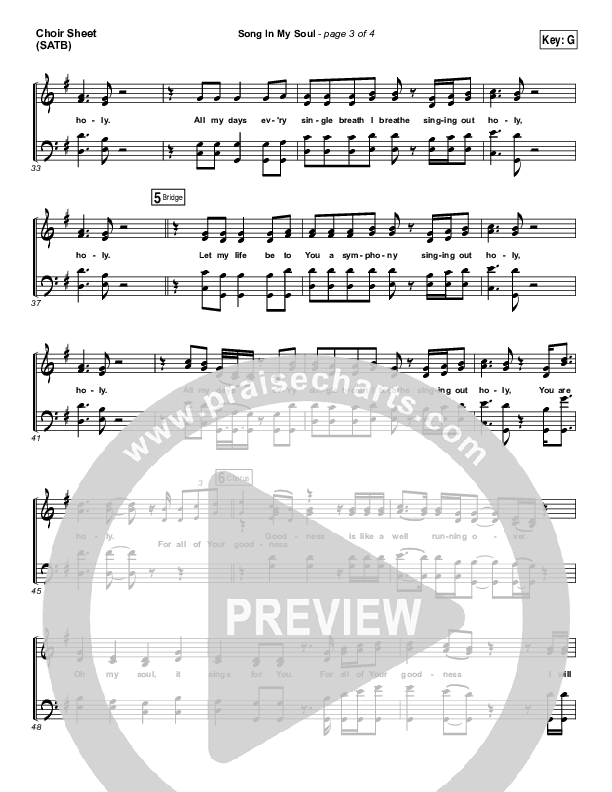 Song In My Soul Choir Sheet (SATB) (Phil Wickham)