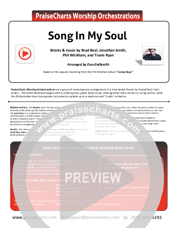 Song In My Soul Cover Sheet (Phil Wickham)