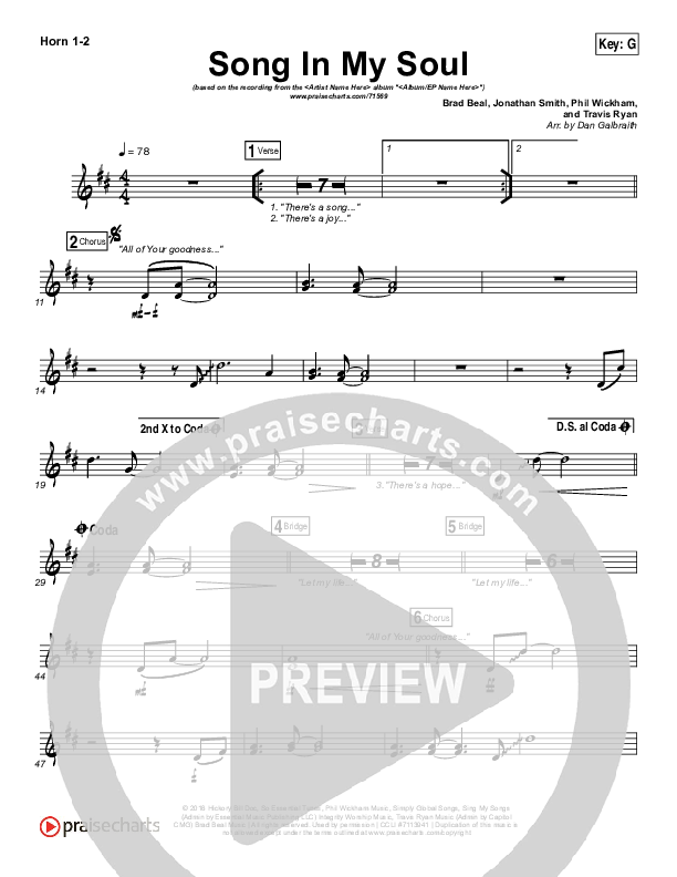 Song In My Soul French Horn 1/2 (Phil Wickham)