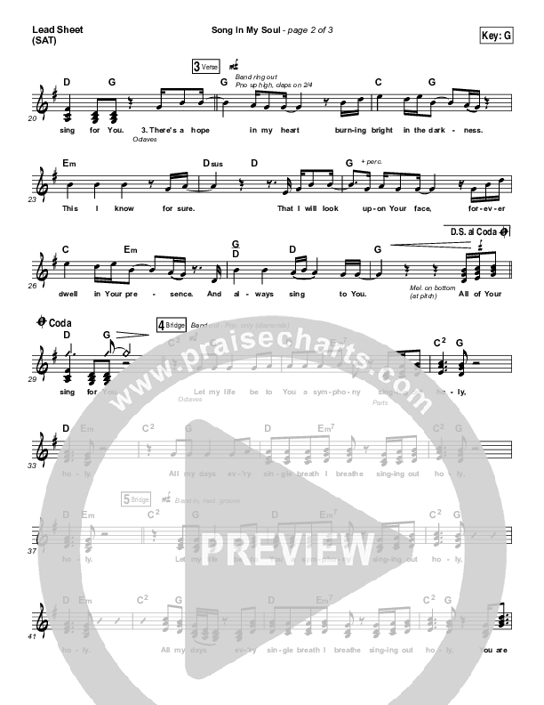 Song In My Soul Lead Sheet (SAT) (Phil Wickham)