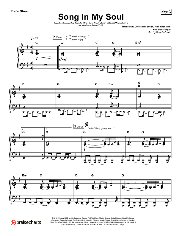 Song In My Soul Piano Sheet (Phil Wickham)