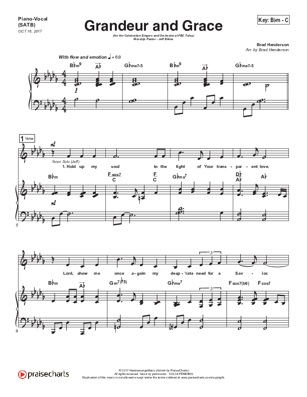 Grandeur And Grace (Choral Anthem SATB) Piano/Choir (SATB) (Brad Henderson)