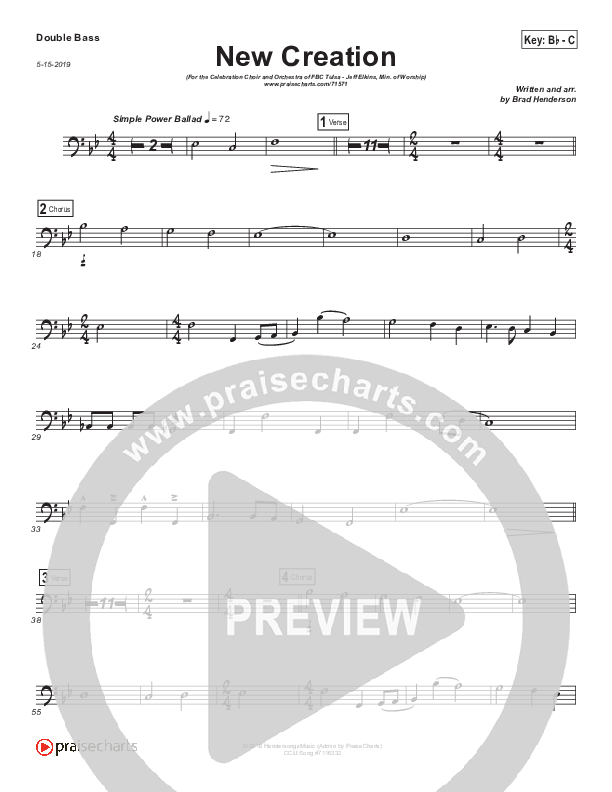 New Creation (Choral Anthem SATB) Double Bass (Brad Henderson)