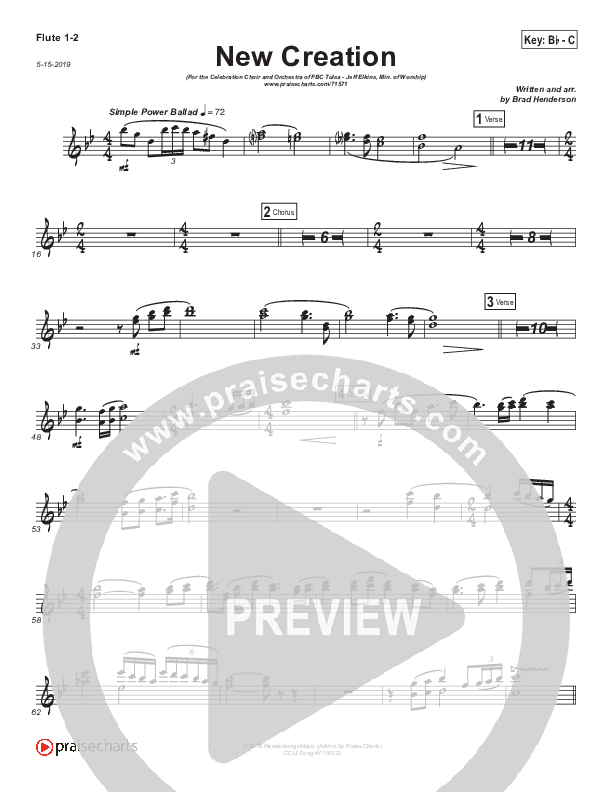 New Creation (Choral Anthem SATB) Flute 1/2 (Brad Henderson)
