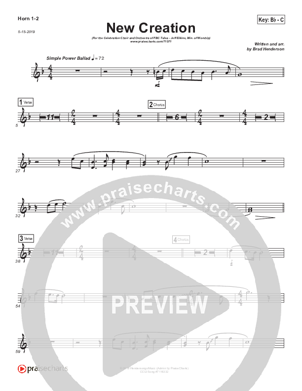New Creation (Choral Anthem SATB) French Horn 1/2 (Brad Henderson)