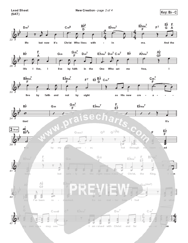 New Creation (Choral Anthem SATB) Lead Sheet (SAT) (Brad Henderson)