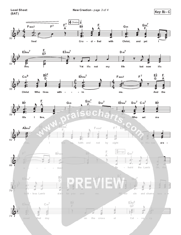 New Creation (Choral Anthem SATB) Lead Sheet (SAT) (Brad Henderson)