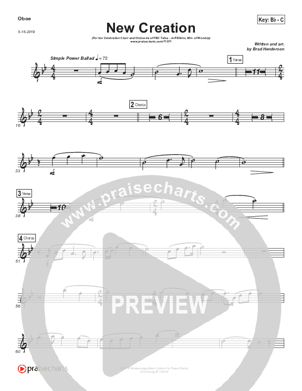 New Creation (Choral Anthem SATB) Oboe (Brad Henderson)